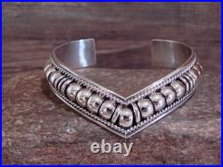 Native American Sterling Silver Ribbed Melon 1/2 V Bracelet by Thomas Charley Native American Sterling Silver Ribbed Melon 1/2 V Bracelet by Thomas Charley