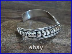 Native American Sterling Silver Ribbed Melon 1/2 V Bracelet by Thomas Charley