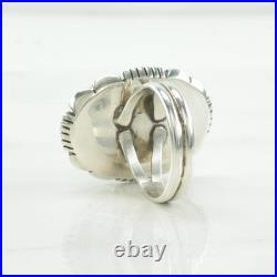 Native American Sterling Silver Ring Green Turquoise Oval Waterweb Size 7