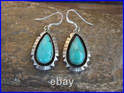 Native American Sterling Silver Shadowbox Turquoise Dangle Earrings Begay Native American Sterling Silver Shadowbox Turquoise Dangle Earrings Begay