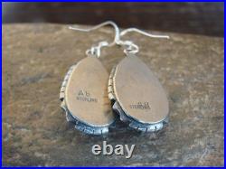 Native American Sterling Silver Shadowbox Turquoise Dangle Earrings Begay