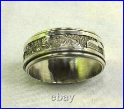 Native American Sterling Silver Spinner Storyteller Ring Size 13 1/2 Signed #125