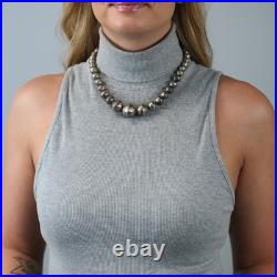 Native American Sterling Silver Stamped Beaded Necklace 19