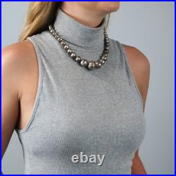 Native American Sterling Silver Stamped Beaded Necklace 19