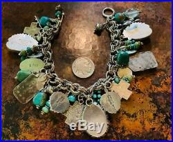 Native American Sterling Silver Turquoise Charm Bracelet Slifka Lucas E Spencer