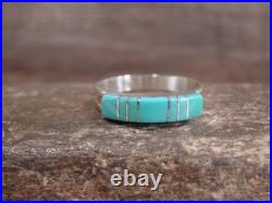 Native American Sterling Silver & Turquoise Inlay Ring Size 10 Kallestewa