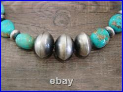 Native American Sterling Silver Turquoise & Navajo Pearl 28 Necklace by John
