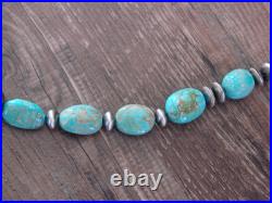 Native American Sterling Silver Turquoise & Navajo Pearl 28 Necklace by John