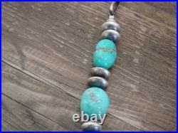 Native American Sterling Silver Turquoise & Navajo Pearl 28 Necklace by John