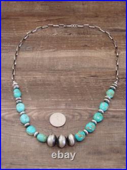 Native American Sterling Silver Turquoise & Navajo Pearl 28 Necklace by John
