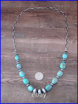 Native American Sterling Silver Turquoise & Navajo Pearl 28 Necklace by John
