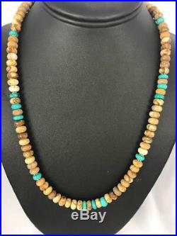 Native American Sterling Silver Turquoise Picture Jasper Men's Necklace 8092