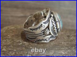 Native American Sterling Silver & Turquoise Ring Lee Size 13