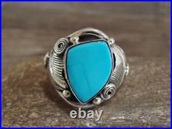 Native American Sterling Silver & Turquoise Ring Morgan Size 13.5