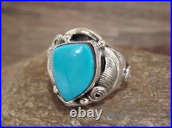Native American Sterling Silver & Turquoise Ring Morgan Size 13.5