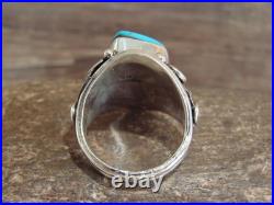 Native American Sterling Silver & Turquoise Ring Morgan Size 13.5