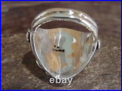 Native American Sterling Silver & Turquoise Ring Morgan Size 13.5