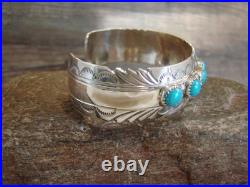 Native American Sterling Silver & Turquoise Row Bracelet by Segar
