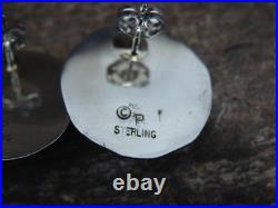 Native American Sterling Silver & Turquoise Shadowbox Post Earrings Perry