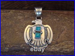 Native American Sterling Silver & Turquoise Thunderbird Pendant by Martinez