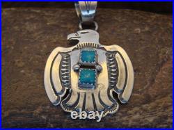 Native American Sterling Silver & Turquoise Thunderbird Pendant by Martinez