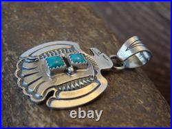 Native American Sterling Silver & Turquoise Thunderbird Pendant by Martinez
