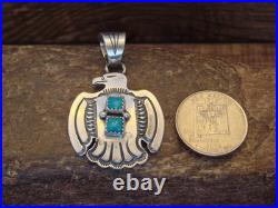 Native American Sterling Silver & Turquoise Thunderbird Pendant by Martinez