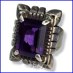 Native American Sterling Silver Vintage Navajo Mark Yazzie Amethyst Ring SZ 6.5