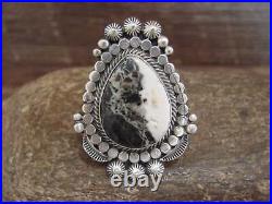 Native American Sterling Silver & White Buffalo Turquoise Ring Lewis Size