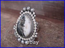 Native American Sterling Silver & White Buffalo Turquoise Ring Lewis Size