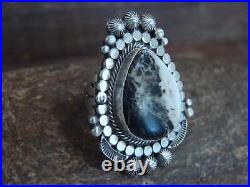 Native American Sterling Silver & White Buffalo Turquoise Ring Lewis Size