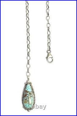 Native American Sterlingsilver Navajo Handmade Kingman Turquoise Lariat Necklace