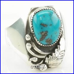 Native American Turquoise Leaf Sterling Silver Ring Size 12