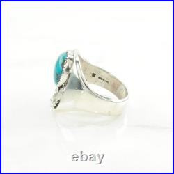 Native American Turquoise Leaf Sterling Silver Ring Size 12