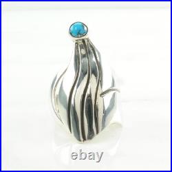 Native American Turquoise Modernist Sterling Silver Ring Size 10.5