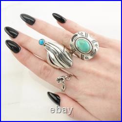 Native American Turquoise Modernist Sterling Silver Ring Size 10.5