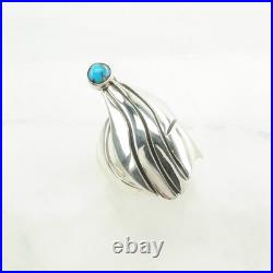 Native American Turquoise Modernist Sterling Silver Ring Size 10.5