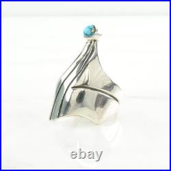 Native American Turquoise Modernist Sterling Silver Ring Size 10.5