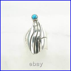Native American Turquoise Modernist Sterling Silver Ring Size 10.5
