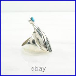 Native American Turquoise Modernist Sterling Silver Ring Size 10.5