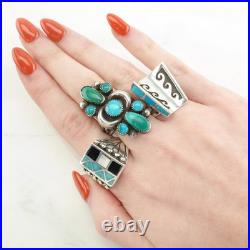 Native American Turquoise Overlay Sterling Silver Ring Size 6.5