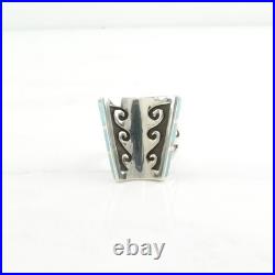 Native American Turquoise Overlay Sterling Silver Ring Size 6.5