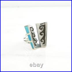 Native American Turquoise Overlay Sterling Silver Ring Size 6.5