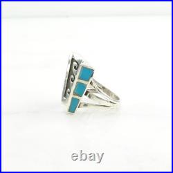 Native American Turquoise Overlay Sterling Silver Ring Size 6.5