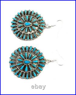 Native American sterling silver navajo Handmade Turquoise Cluster earrings