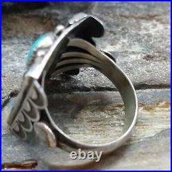 Native LARRY MOSES Sterling Silver Turquoise Men's Ring Navajo Southwestern