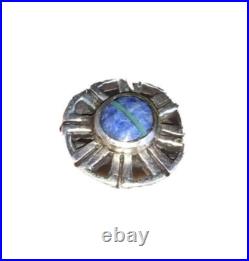 Native Navajo Blue Denim Lapis & Opal Inlay Sterling Silver Ring Sz6.5 01790