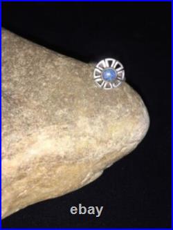 Native Navajo Blue Denim Lapis & Opal Inlay Sterling Silver Ring Sz6.5 01790