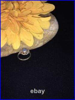 Native Navajo Blue Denim Lapis & Opal Inlay Sterling Silver Ring Sz6.5 01790