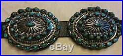 Native Navajo Carico Lake Turquoise and Sterling Silver Concho Belt by Joe Paul